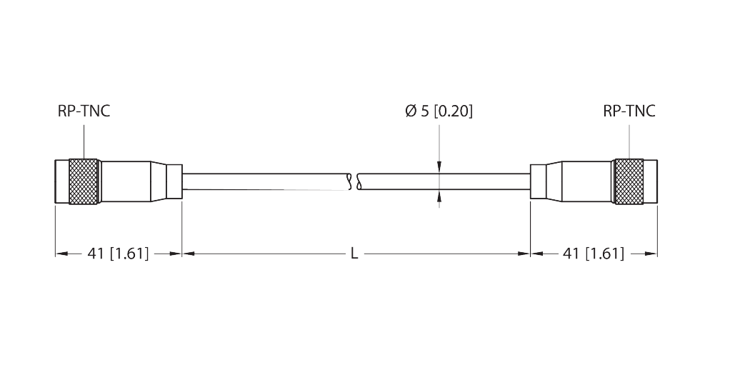 T-UHF-CBL-RG58-RPTNC-5-RPTNC