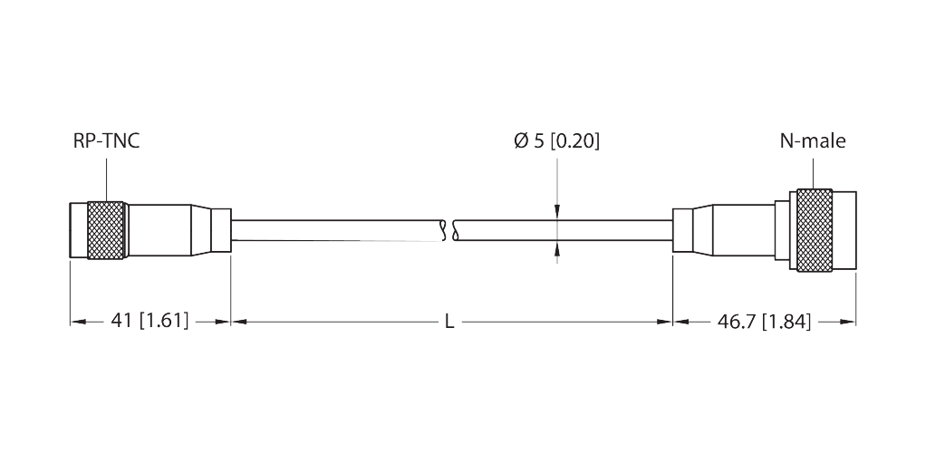 T-UHF-CBL-RG58-RPTNC-4-N-M